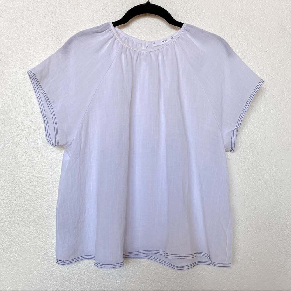 MNG Mango Hem Detail Crewneck White Top Size 2